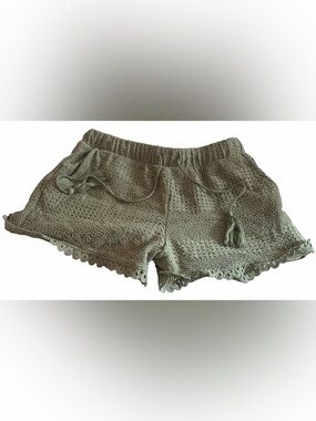 Reserved Olive Green Crochet Lace Shorts with Drawstring